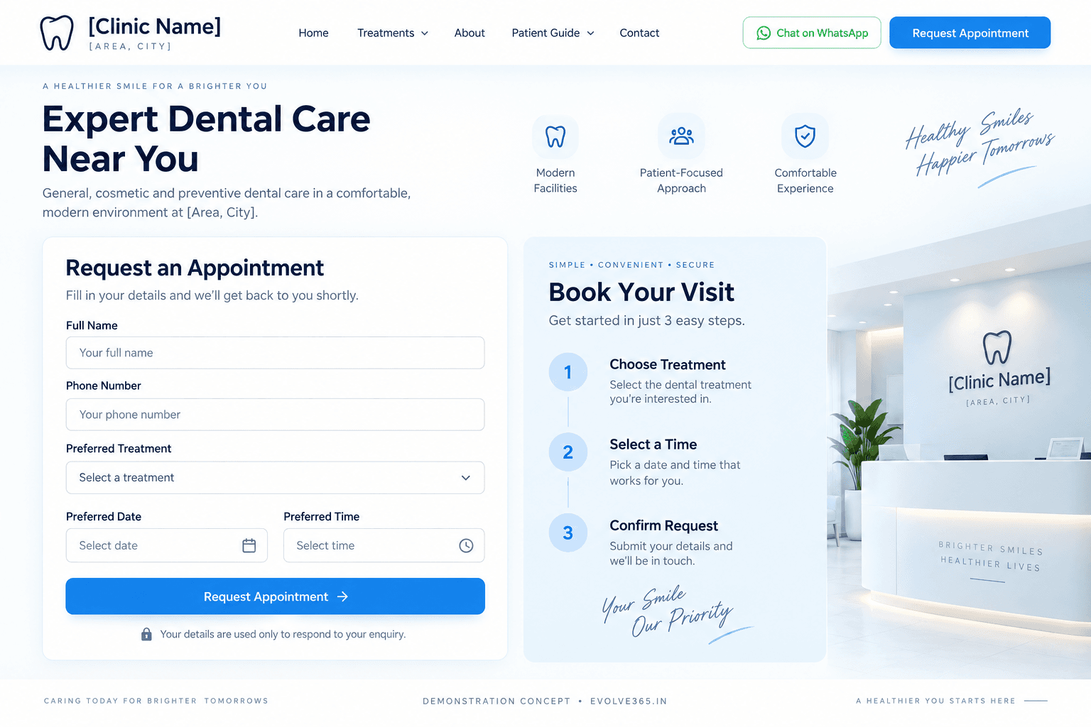 Dental appointment journey demonstration by Evolve365