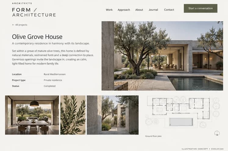 Project case study concept for a fictional architecture practice