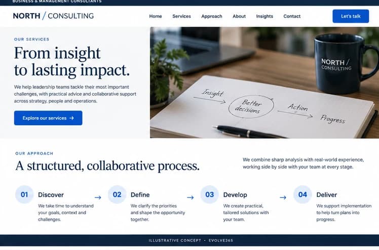 Service approach concept for a fictional business consulting practice