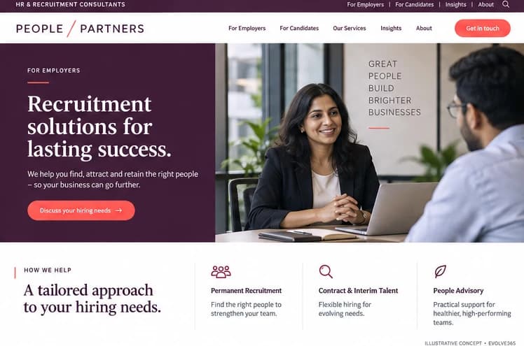 Employer services concept for a fictional HR and recruitment consultancy