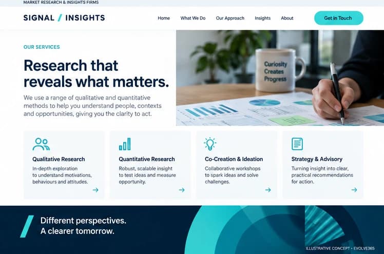 Research approach concept for a fictional market research firm