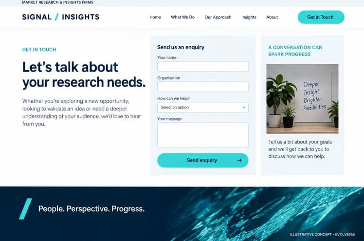 Research enquiry concept for a fictional market research firm