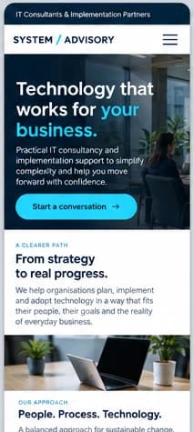 Mobile homepage concept for a fictional IT consultancy